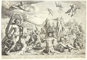 De triomf van Neptunus en Thetis door Jacob Matham