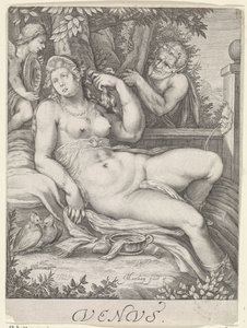 Venus bespied door een sater