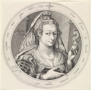 Venus met brandend hart door Jacob Matham