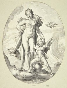 Venus en Amor door Jacob Matham