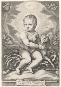 Zittend Christuskind met lam door Jacob Matham