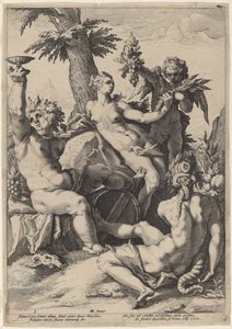 Alliantie van Venus met Bacchus en Ceres door Jacob Matham, after Hendrick Goltzius
