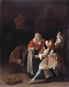 De Omhelzende Kavalier, ca. 1660-65 door Jacob Lucasz Ochtervelt