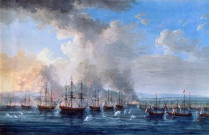 De Russisch-Turkse slag bij het kasteel van Damietta in 1770, 1770-1772 door Jacob Philip Hackert