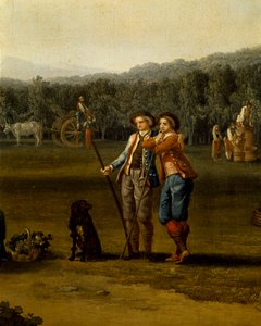 Oogst in Carditello, detail door Jacob Philippe Hackert