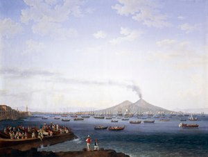 De terugkeer van de vloot uit Algerije naar de Baai van Napels door Jacob Philippe Hackert