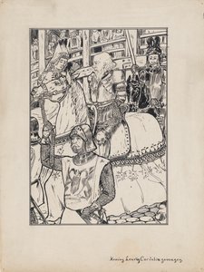 Ontwerp illustratie voor King Lear van Shakespeare: Koning Lear en Cordelia gevangen