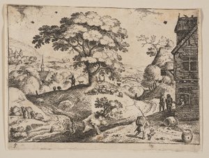 Herberg rechts van de weg voor het dorp, van Landscapes