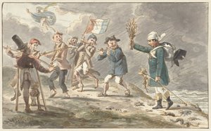 Spotprent op de terugtocht van Napoleon I Bonaparte uit Rusland