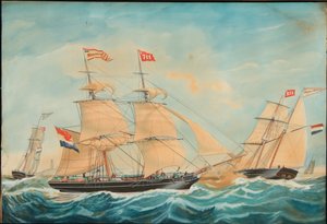 De Hendrika Bartina en de Johanna Hendrika varen nabij de kust, 1852