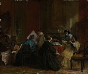 Gezelschap van dames die stereoscopische foto