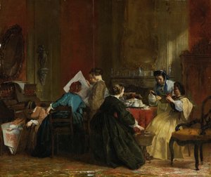 Groep vrouwen die stereoscopische foto