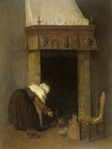 Vrouw bij de Haard door Jacob Vrel