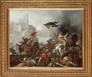 Slag tussen Turken en Christenen tijdens de val van Constantinopel door het Ottomaanse leger in 1453