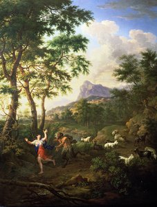 Een Arcadisch landschap met Pan en Syrinx
