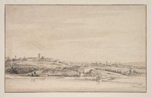 Uitzicht nabij Rome met de Tiber door Jacob de Heusch