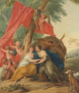 Jupiter, vermomd als Diana, verleidt de nimf Callisto