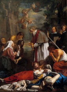 Sint Macaire van Gent redt pestlijders