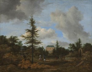 Landhuis in een park, ca. 1675 door Jacob van Ruisdael