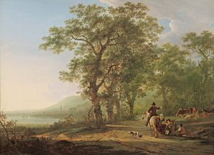 Figuren in een boslandschap