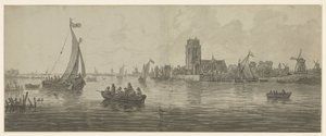 Gezicht op Dordrecht uit het zuid-westen