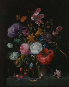 Bloemen in een glazen vaas, ca. 1670