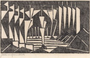 Compositie (Zeilen op een meer) door Jacoba van Heemskerck (signed by artist)
