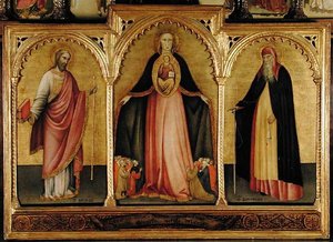 Maagd en Kind met St. Jacobus de Meerdere en St. Antonius (tempera op paneel)
