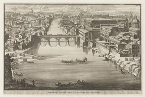Gezicht op Rome met de Ponte Sisto over de rivier de Tiber door Jacobus Baptist