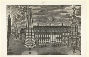 Illuminatie en vuurwerk te Gent, 1717 door Jacobus Harrewijn
