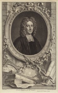 Samuel Clarke, Engelse filosoof en geestelijke (gravure) door Jacobus Houbraken
