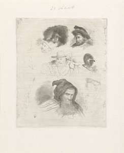 Portretstudie van verschillende hoofden door Jacobus Ludovicus Cornet