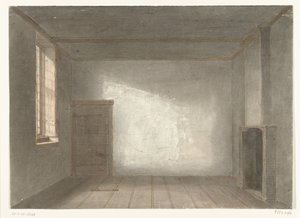 De kamer van Cornelis de Witt in de gevangenis De Gevangenpoort, Den Haag, 1844 door Jacobus Ludovicus Cornet