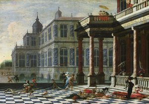 Italiaans paleis met terras door Jacobus Saeys