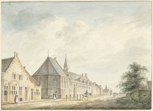 Het Jobs-gasthuis te Utrecht door Jacobus Versteegen
