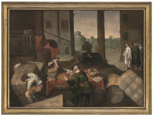 De roeping van de heilige Mattheus (olieverf op doek) door Jacopo (1510 92) (circle) Bassano