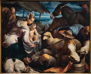 Aanbidding van de herders door Jacopo (1510 92) Bassano