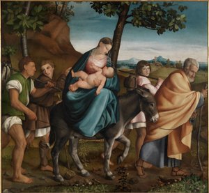 De vlucht naar Egypte door Jacopo Bassano