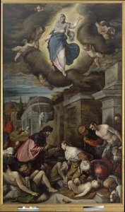St. Roch bezoekt de pestslachtoffers, ca. 1575 door Jacopo Bassano