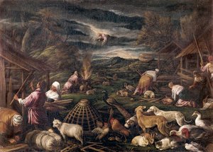 Noach na de zondvloed door Jacopo Bassano