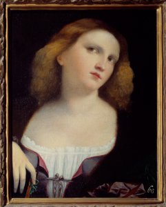 Portret van Vrouw Schilderij op hout overgebracht op doek door Jacopo Palma il Vecchio (1480-1528) 1513 Dim. 0,48 x 0,38 m Lyon, Musee des Beaux Arts