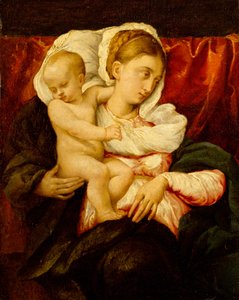 Madonna met kind door Jacopo Bassano