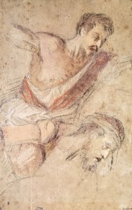 Studies voor een geseling: een man die geselt en het hoofd van Christus door Jacopo Bassano
