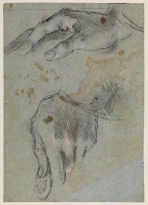 Studies van handen, recto, 16e eeuw door Jacopo Bassano