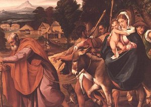 De vlucht naar Egypte door Jacopo Bassano
