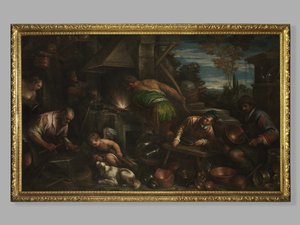 De smidse van Vulcanus door Jacopo Bassano