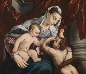 Maagd en Kind met de Jonge Sint Johannes de Doper door Jacopo Bassano