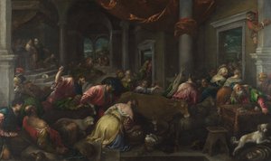 De reiniging van de tempel door Jacopo Bassano and workshop