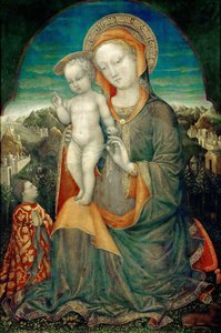 De Madonna van nederigheid aanbeden door Lionello d