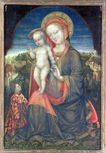 De Madonna van nederigheid aanbeden door Leonello d